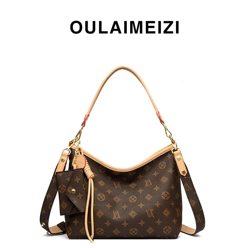 Tote Bag Leather Monogram - Designer bag Lightweight Vintage Canvas Hobo