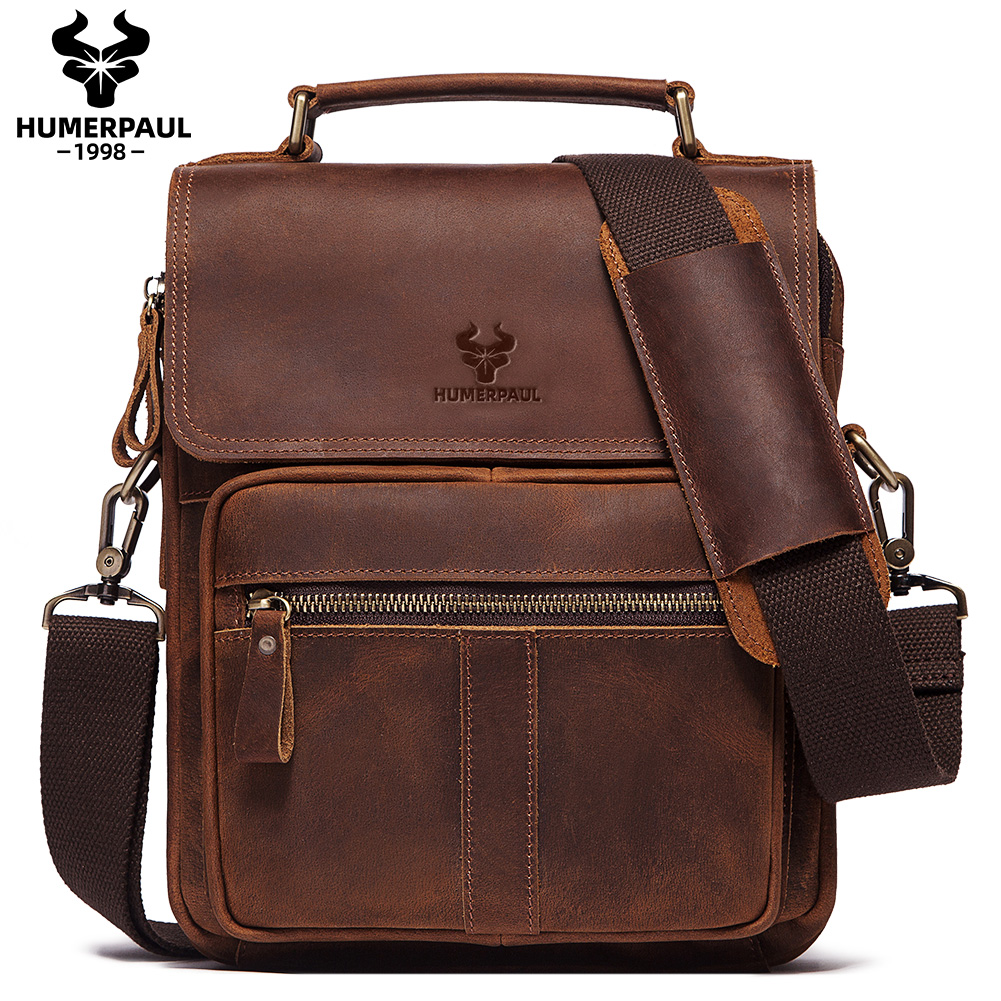 Luxury Bags For Men - HUMERPAUL Genuine Leather Men's Shoulder Bag