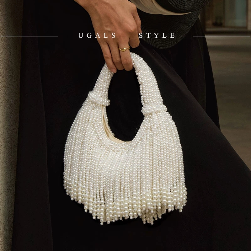 Luxury Bags Collection - Design Handle Pearl Evening Clutch Bag