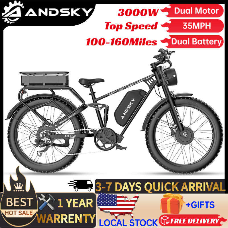 Luxury Bags On Sales - ANDSKY Apex50 AWD Electric Bike 3000W