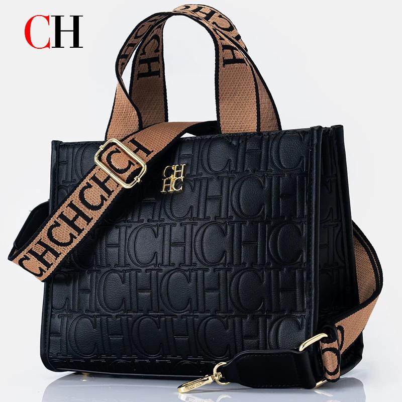 Tote Bag Leather Monogram - CH Monogram Embossed Tote Bag Women's