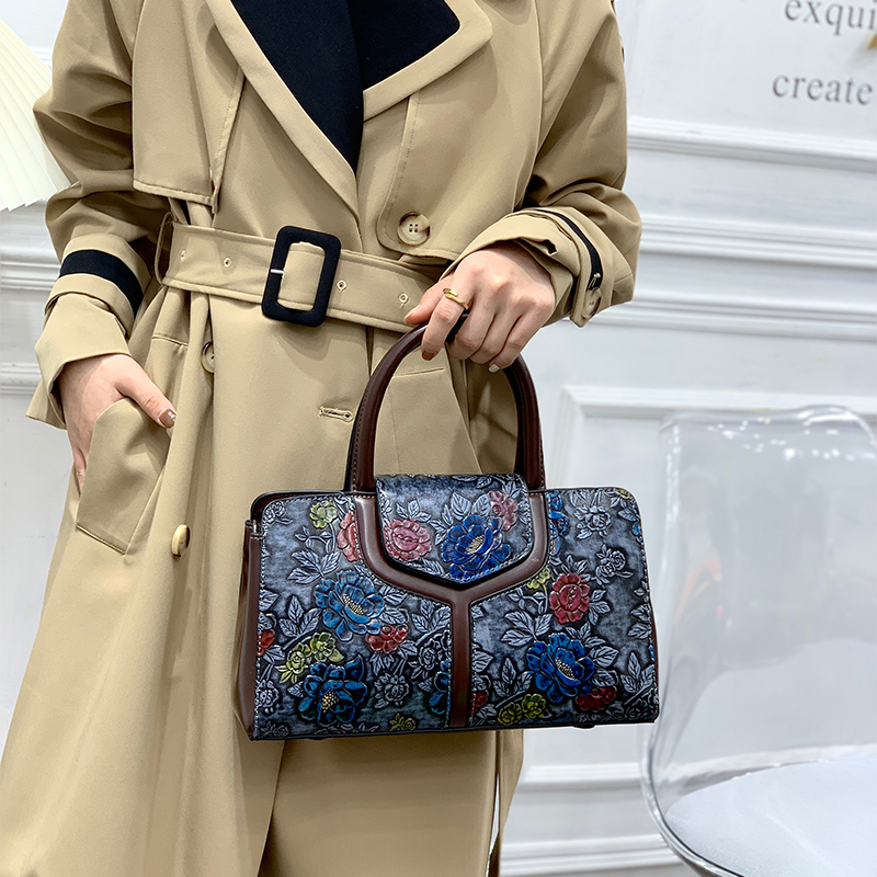 Vintage Floral Embossed Boston - đánh giá và giá Luxury Bags Vegan Leather