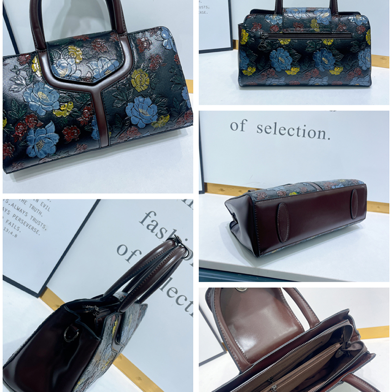 Vintage Floral Embossed Boston - đánh giá và giá Luxury Bags Vegan Leather