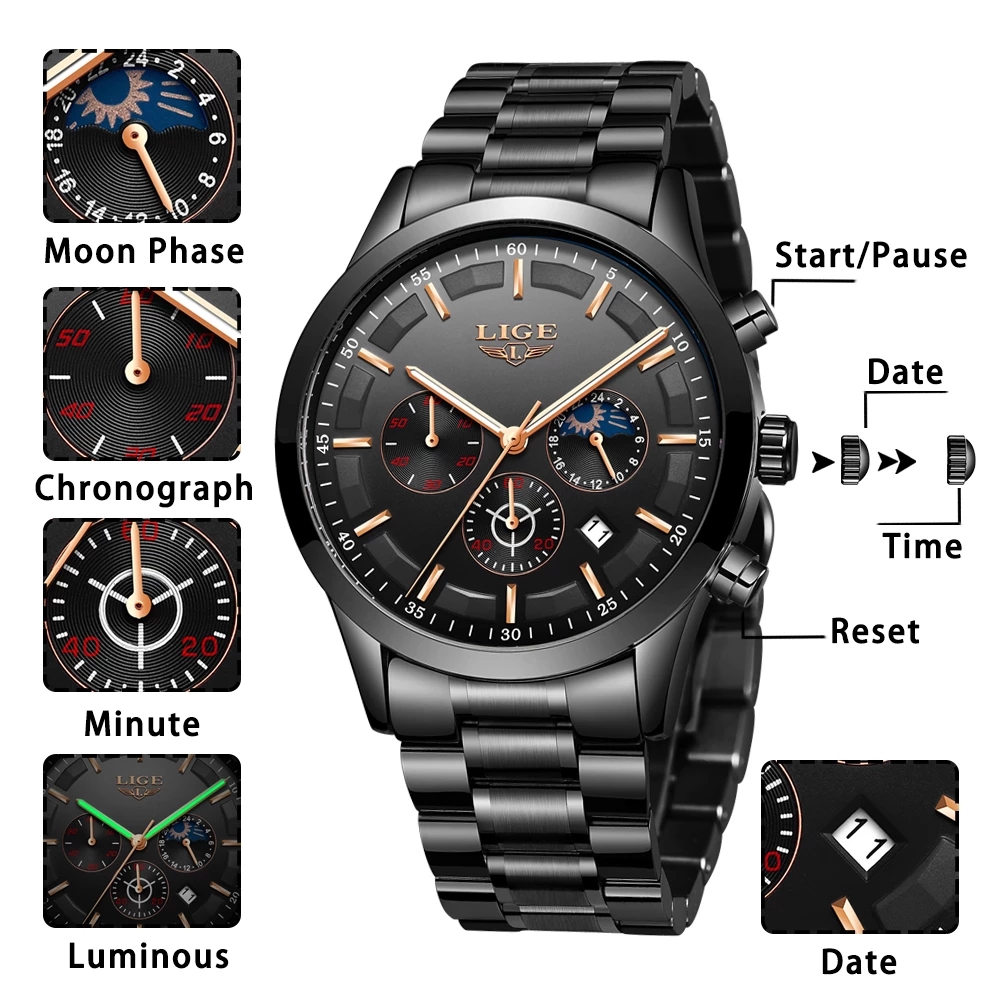LIGE Business Watches Mens Top - đánh giá và giá Luxury Bags Brands List
